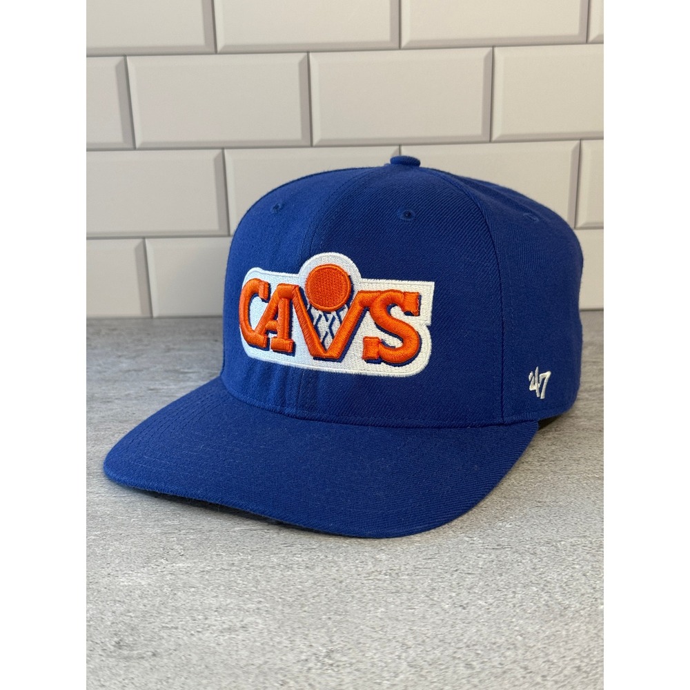 47 Brand Cleveland Cavaliers NBA Snapback Hat Blue Orange Retro Logo Cap